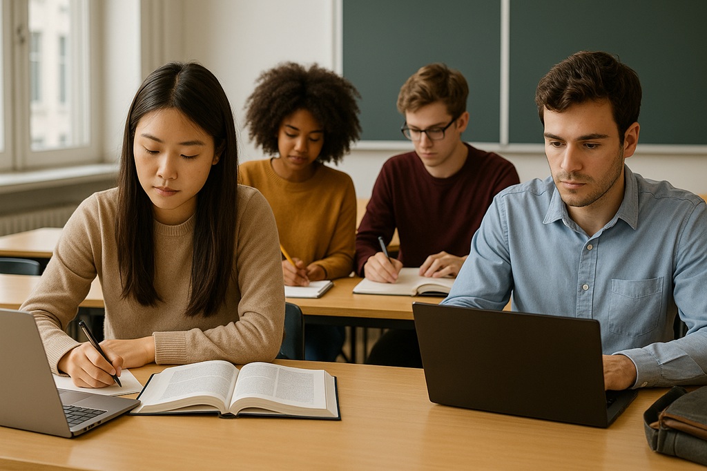Students studying around ETH Zurich campus