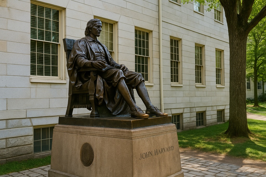 John Harvard statue in Harvard Yard