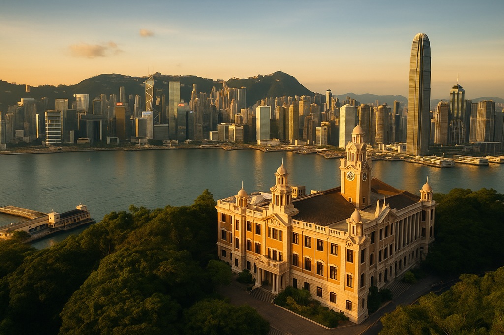 HKU campus and Hong Kong Island skyline